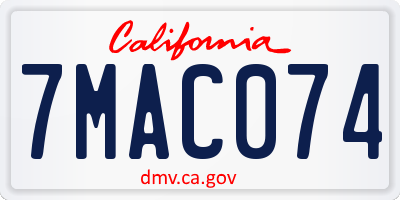CA license plate 7MAC074