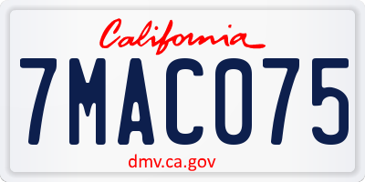 CA license plate 7MAC075