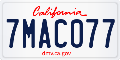 CA license plate 7MAC077