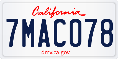 CA license plate 7MAC078