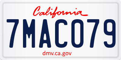 CA license plate 7MAC079