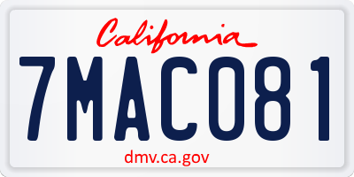 CA license plate 7MAC081