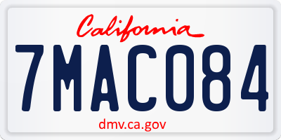 CA license plate 7MAC084