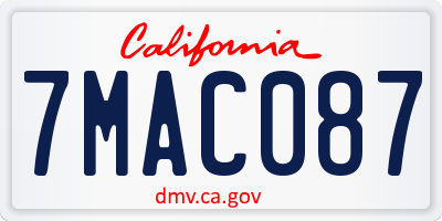 CA license plate 7MAC087