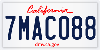 CA license plate 7MAC088