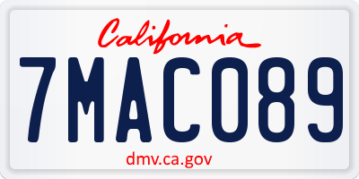 CA license plate 7MAC089