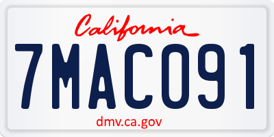CA license plate 7MAC091