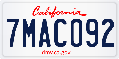CA license plate 7MAC092
