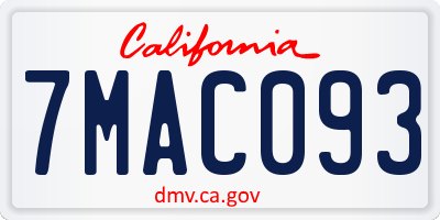 CA license plate 7MAC093