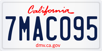 CA license plate 7MAC095