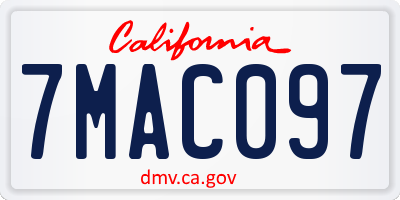 CA license plate 7MAC097