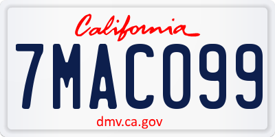 CA license plate 7MAC099