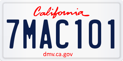 CA license plate 7MAC101