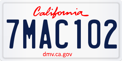 CA license plate 7MAC102