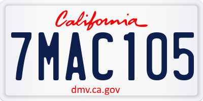 CA license plate 7MAC105