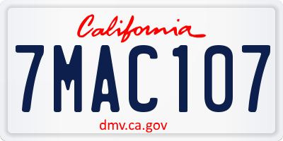 CA license plate 7MAC107