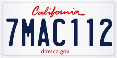 CA license plate 7MAC112