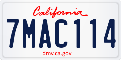 CA license plate 7MAC114