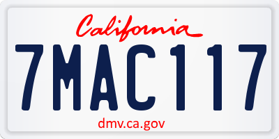 CA license plate 7MAC117