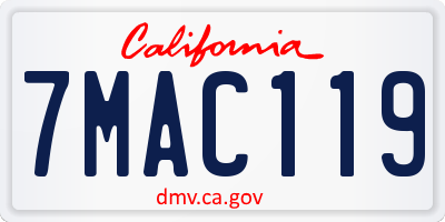 CA license plate 7MAC119