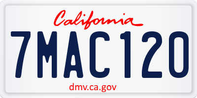 CA license plate 7MAC120