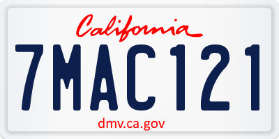 CA license plate 7MAC121