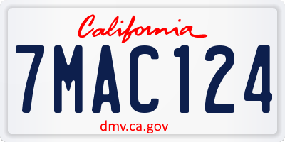 CA license plate 7MAC124