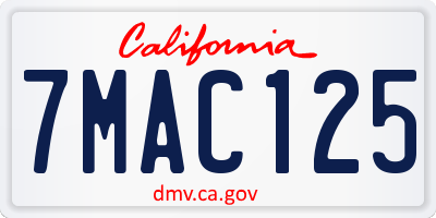 CA license plate 7MAC125