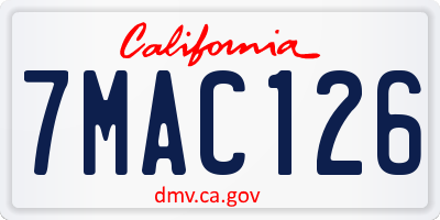 CA license plate 7MAC126