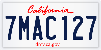 CA license plate 7MAC127