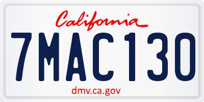 CA license plate 7MAC130