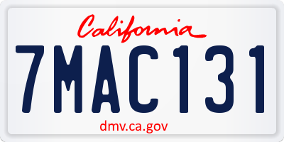 CA license plate 7MAC131