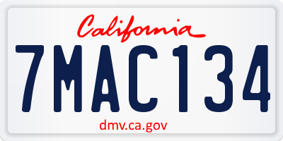 CA license plate 7MAC134