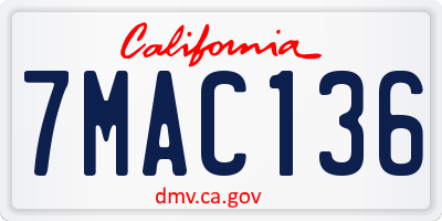 CA license plate 7MAC136