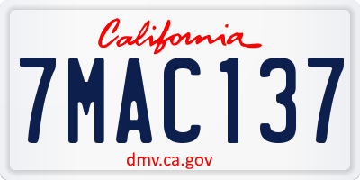 CA license plate 7MAC137