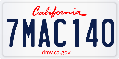 CA license plate 7MAC140