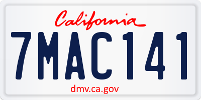 CA license plate 7MAC141