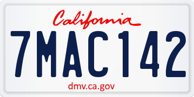 CA license plate 7MAC142