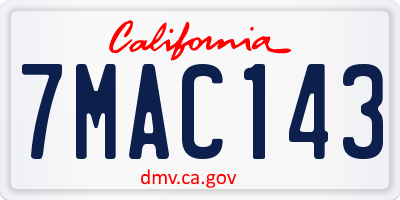 CA license plate 7MAC143