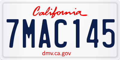 CA license plate 7MAC145