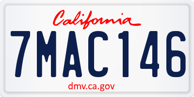 CA license plate 7MAC146