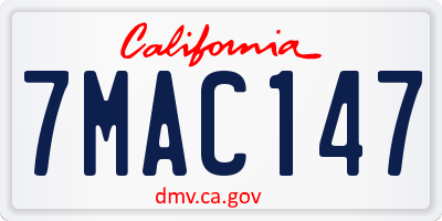 CA license plate 7MAC147