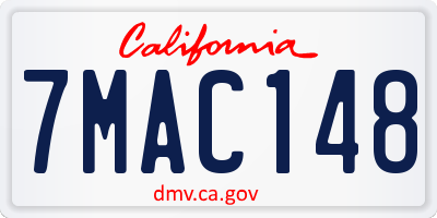 CA license plate 7MAC148