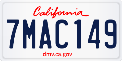 CA license plate 7MAC149