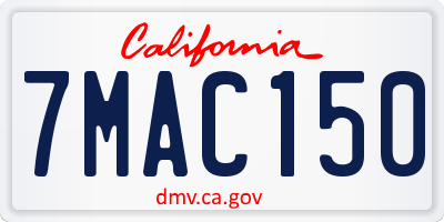 CA license plate 7MAC150