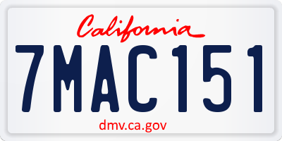 CA license plate 7MAC151