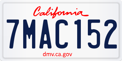 CA license plate 7MAC152