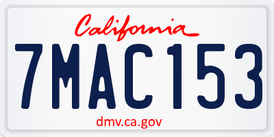 CA license plate 7MAC153