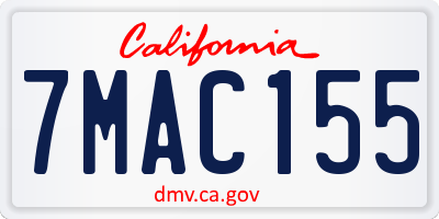 CA license plate 7MAC155