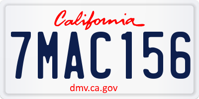 CA license plate 7MAC156